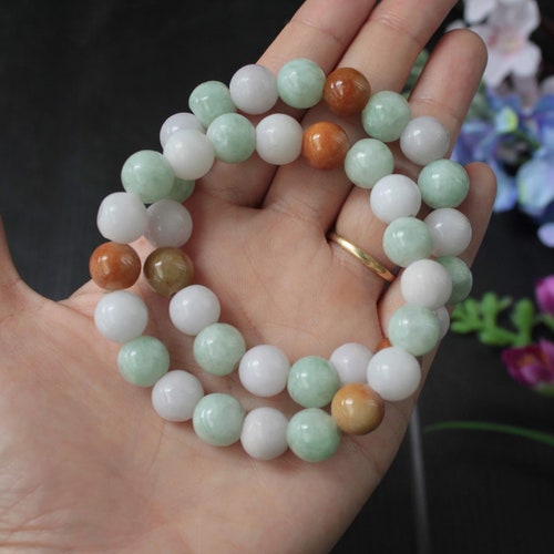 Candy Colored, Light shops Green-Lavender-Red Jadeite Jade Round Beaded Bracelet (Grade A) 6.5