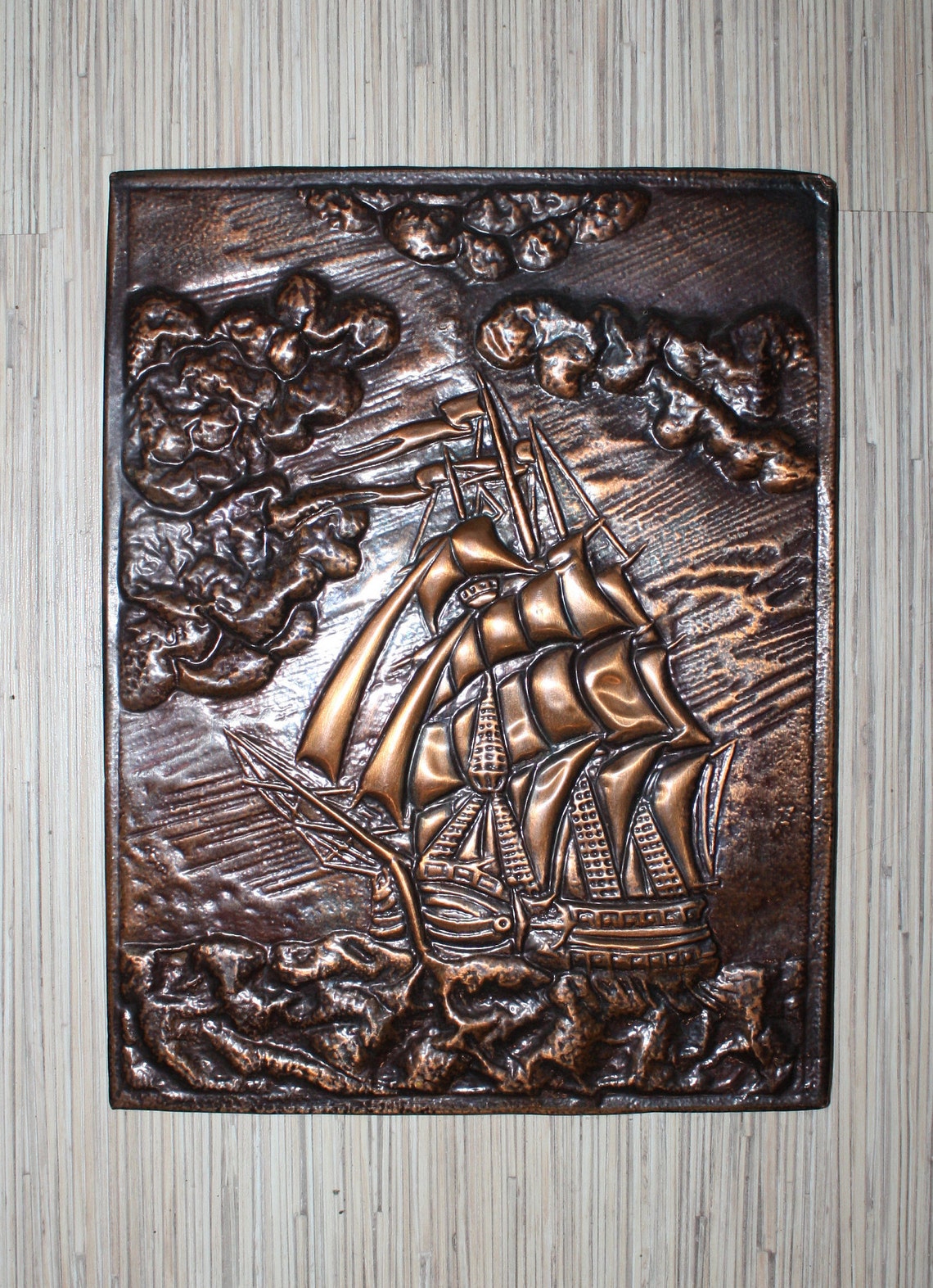 Vintage Copper Wall Art .Hammered Metal work. Vintage wall art Etsy