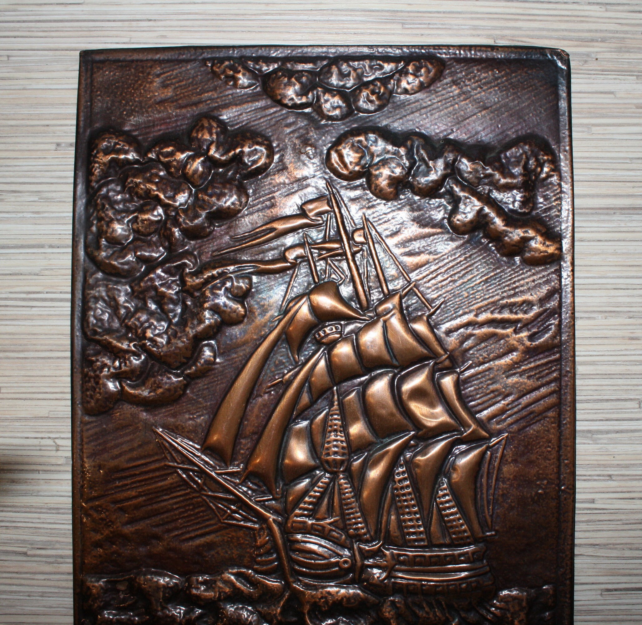 Vintage Copper Wall Art .Hammered Metal work. Vintage wall art Etsy