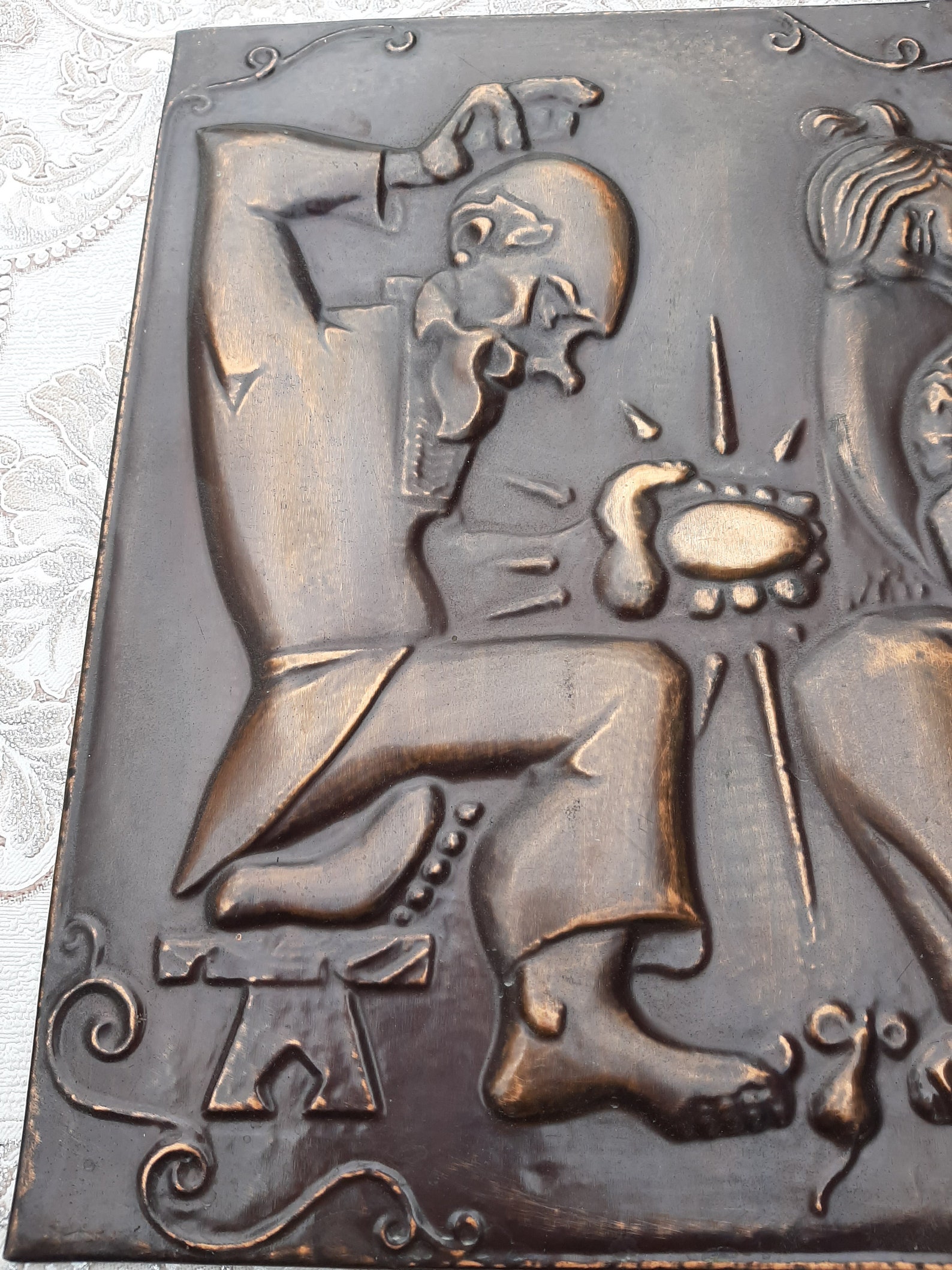 Vintage Copper Wall Art .Hammered Metal work. Vintage wall art Etsy