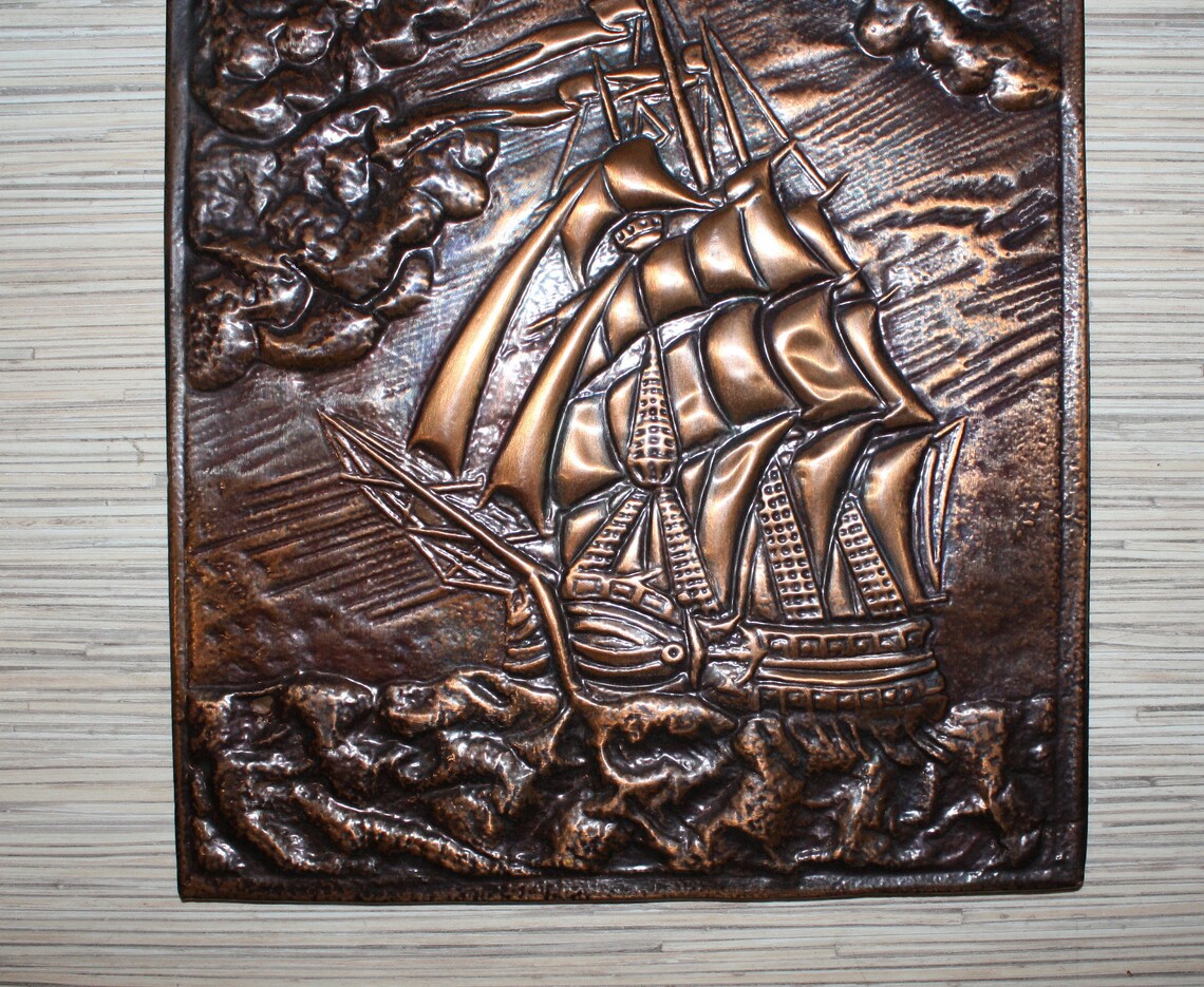 Vintage Copper Wall Art .Hammered Metal work. Vintage wall art Etsy