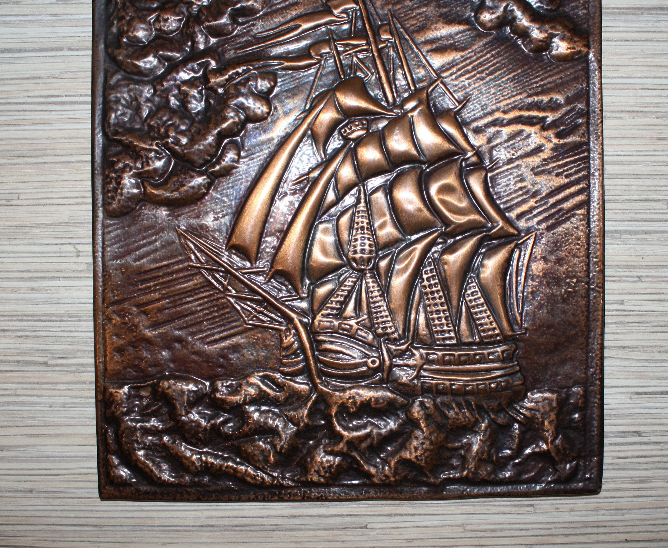 Vintage Copper Wall Art .Hammered Metal work. Vintage wall art Etsy