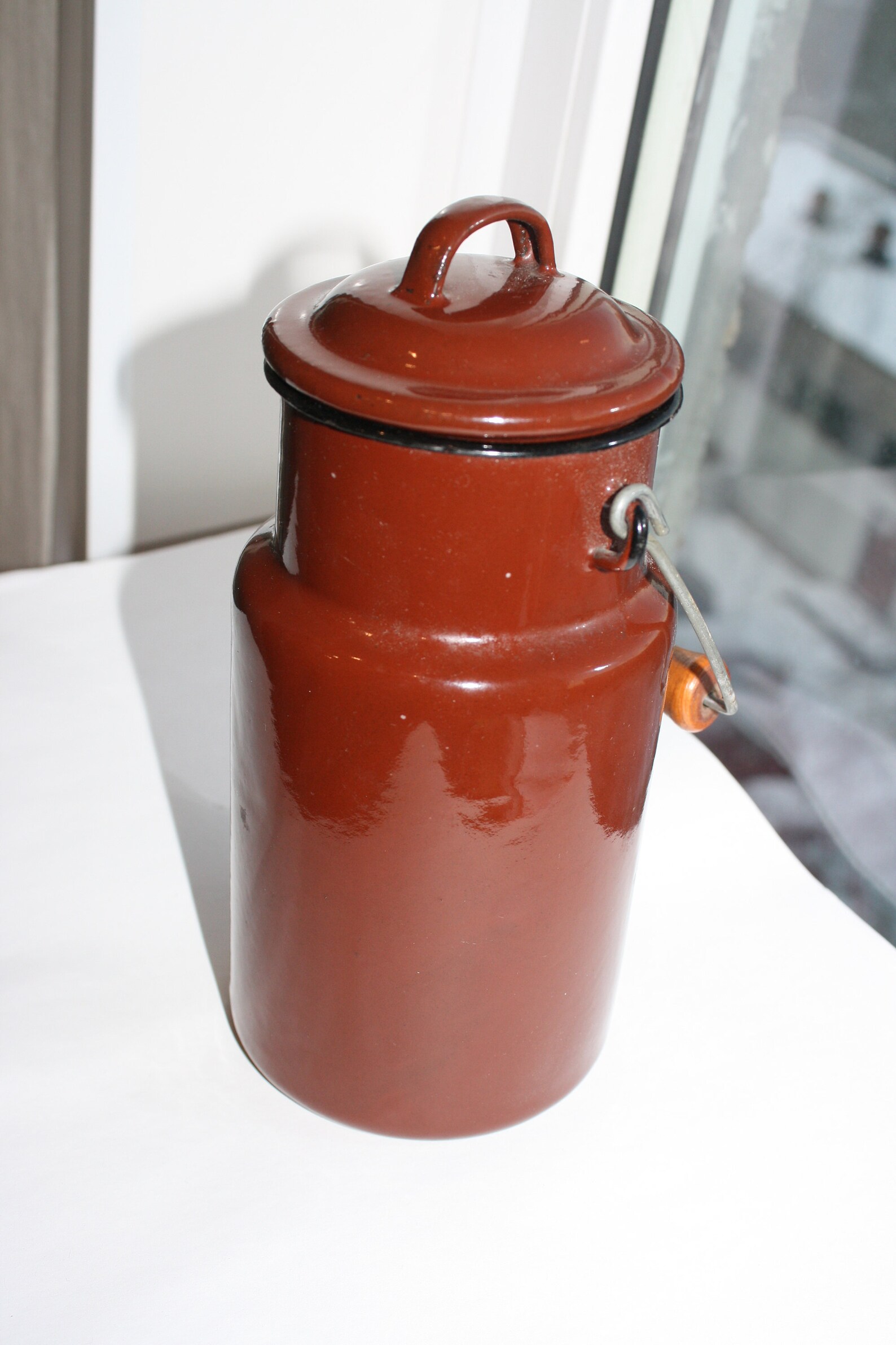 Vintage Brown Small Enamelware Milk Can Soviet Enamel Milk Etsy