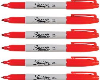 Sharpie Red Markers, Fine 6 Count 