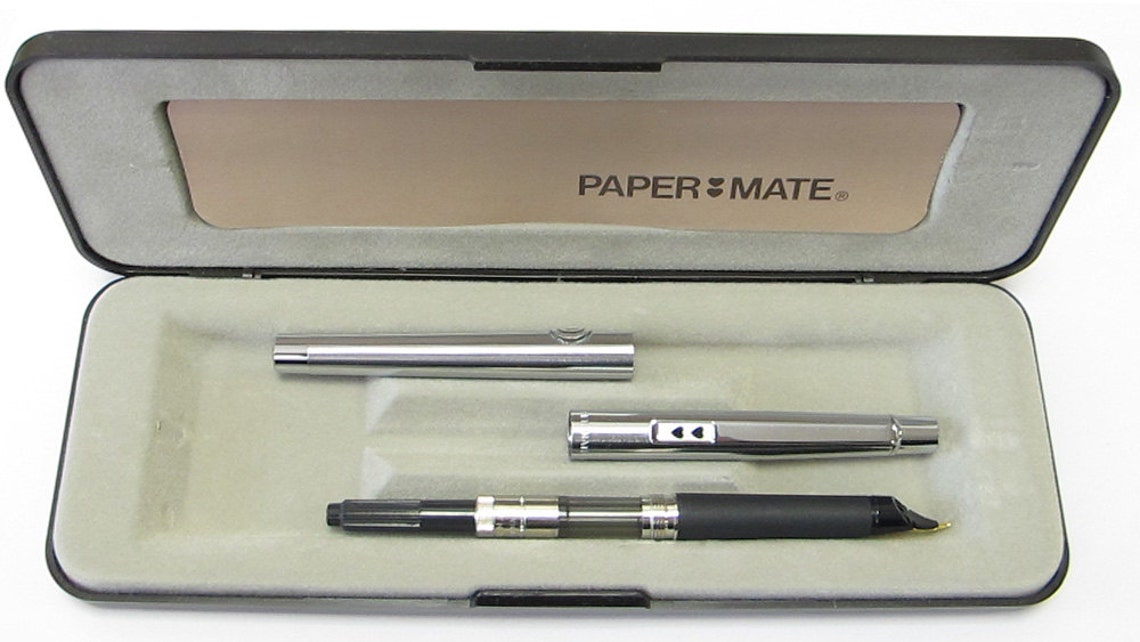 Papermate Stainless Steel Fountain Pen Medium Nib Etsy