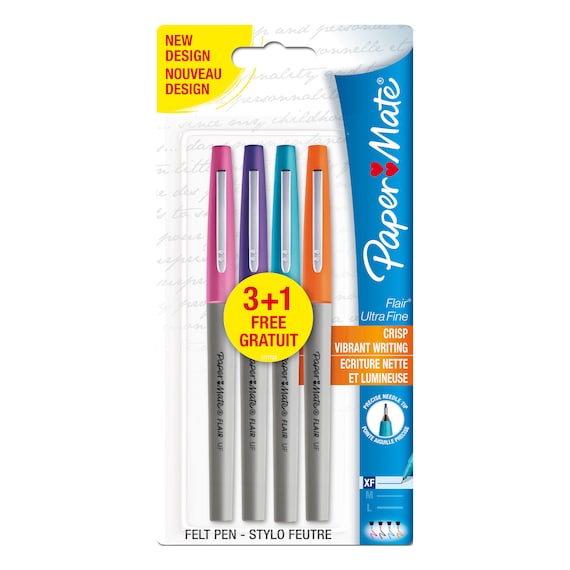 Paper Mate Flair Original Fibre Tip Pen 4 Different Vivid Color