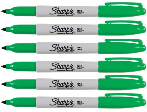 Green Sharpie Markers Pack of 6, Fine Point 