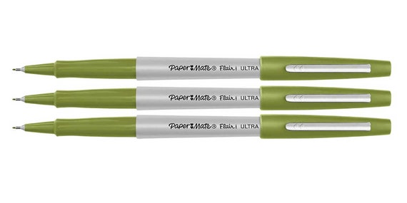 Paper Mate Flair Olive Ultra Fine 0.4mm Felt Pens Pack of 3 