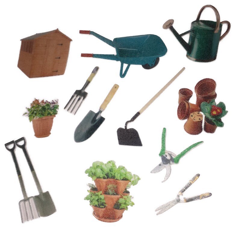 Gardening tools cupcake toppers cake decorations garden Etsy