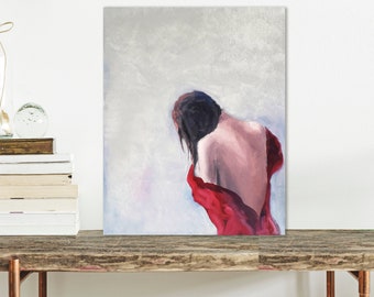 Portrait of woman's back in oil painting style. Original oil painting by Emmanuelle Priss