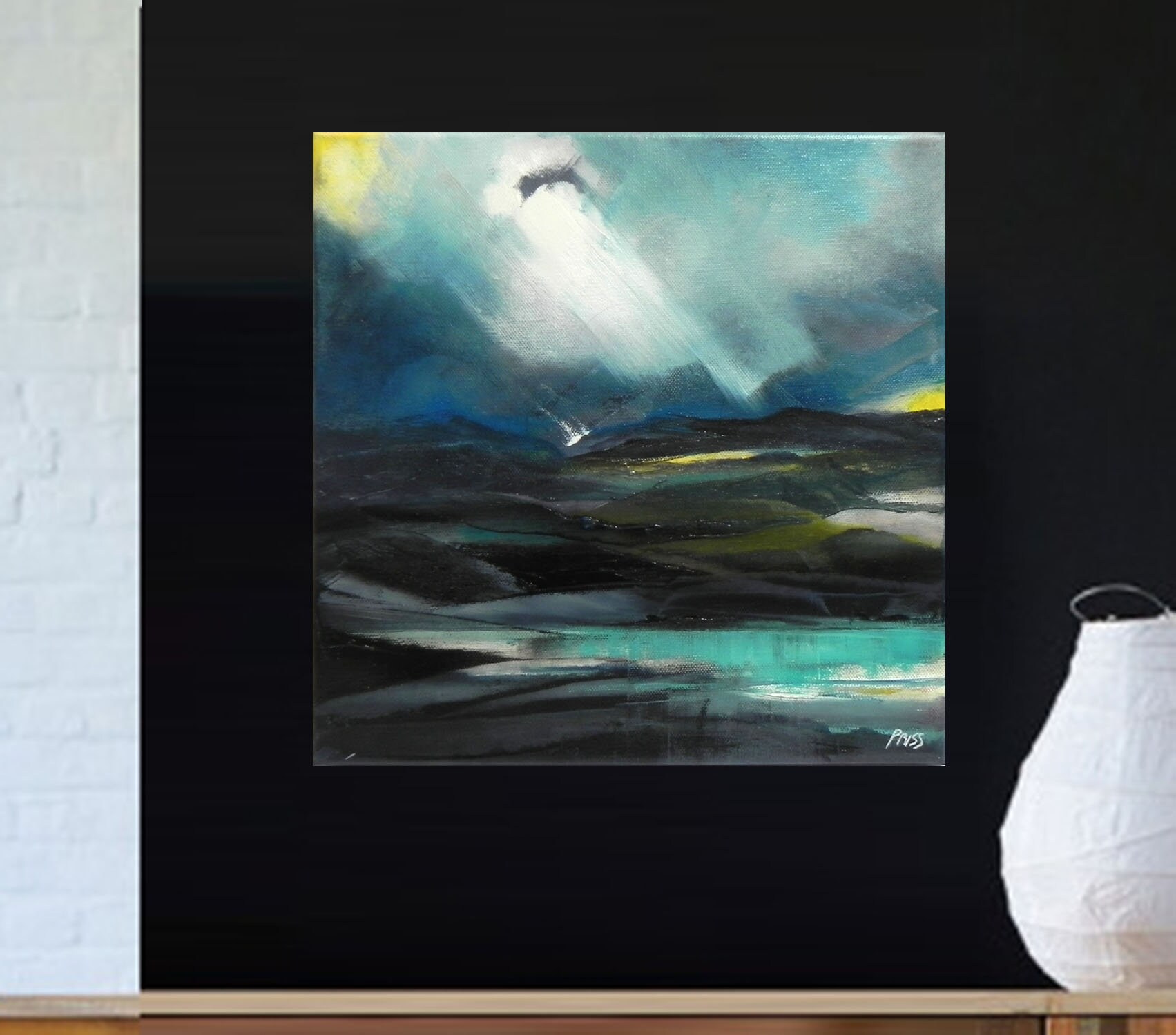 Abstract Landscape Painting, Oil Painting on Canvas. the Lake, Original ...