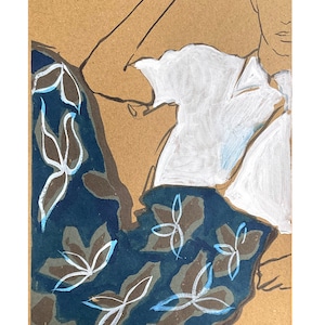 Watercolor fashion illustration, sketch on paper, original painting by Emmanuelle Priss