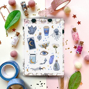 Blue Magic sticker sheet 1 pcs //Digital Art, Stickers, Illustration, plants, mushrooms, bullet journal, journaling,witch