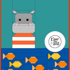 Hippo Quilt PDF Pattern: Baby & Mini Quilt, Beginner Friendly