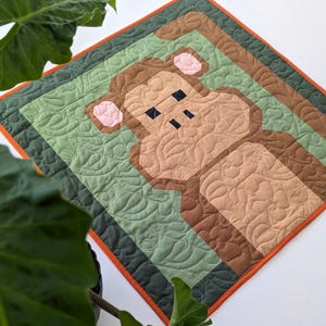 Marvin monkey quilt pattern ,monkey patchwork pattern, pdf quilt pattern,modern quilt pattern ,mini quilt, baby, Jungle quilt