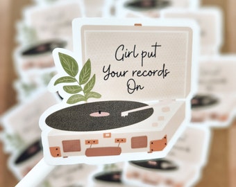 Girl Put Your Record on Vinyl Sticker | Vinyl Sticker | Custom Sticker | Laptop Sticker | Journal Sticker | Boho Sticker