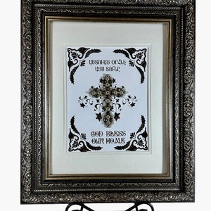 Handmade Armenian God Bless our Home (in Armenian and English) with large cross and crystals - Great & Unique Gift!