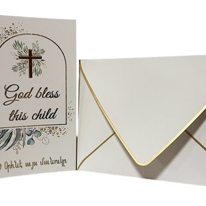 Handmade Armenian & English Christening Greeting Card with Envelope *FREE SHIPPING*