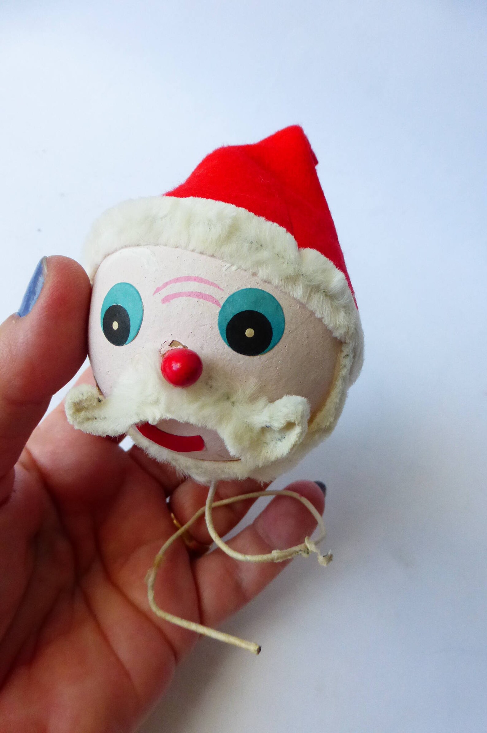 Vintage Paper Mache Santa Claus Head Pick Hand Painted Face Etsy UK