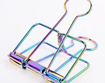 RAINBOW Skeleton Frame Hollow Wire Binder Clips Small, Medium & Large!  Super cute and very strong!