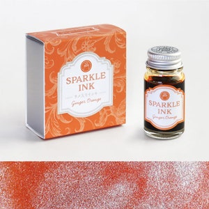 Japan Teranishi Kagaku Gitarre GINGER ORANGE SPARKLE Tusche Füllfederhalter Tinte Dip Pen Tinte Malerei Tinte Schreibtinte Glitzertinte Sparkle | 12ml
