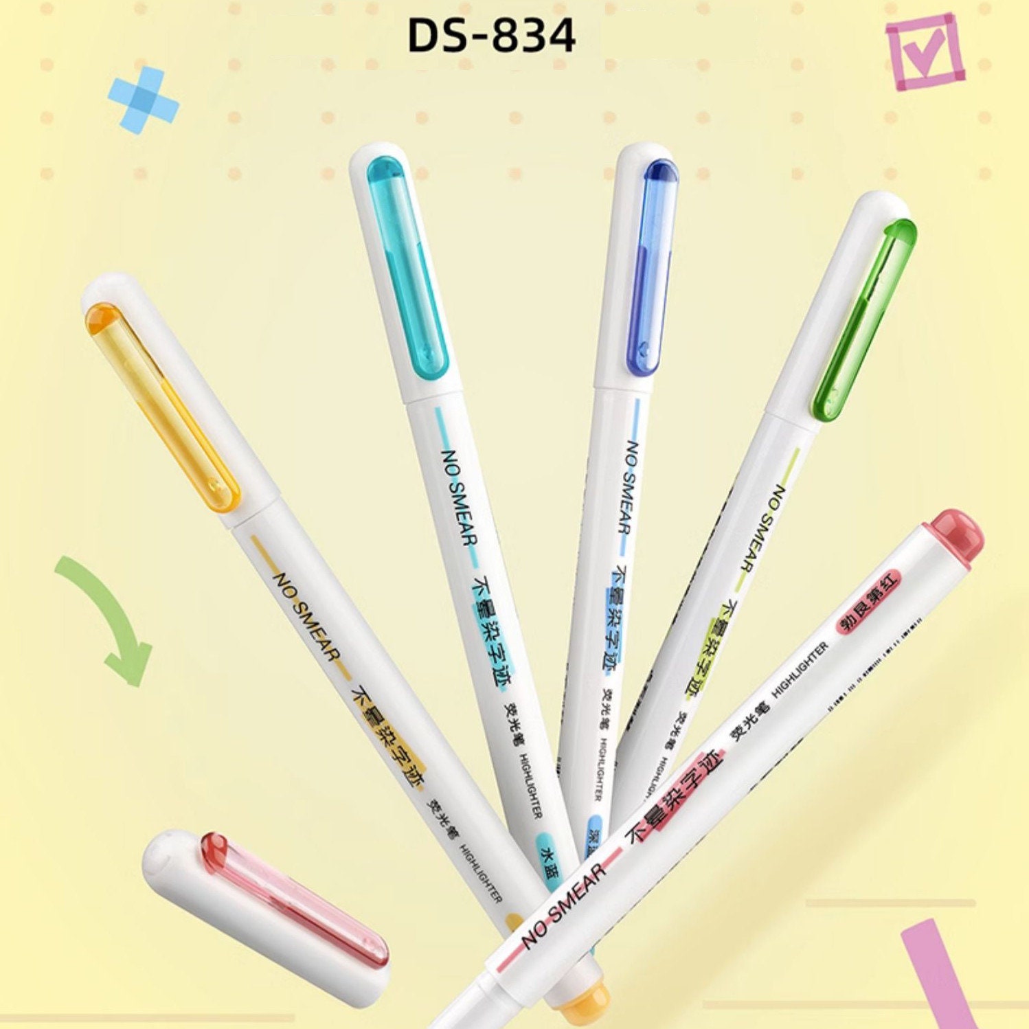 Dianshi にじまないマカロン カラー蛍光ペンセット 詰め替え可能 蛍光