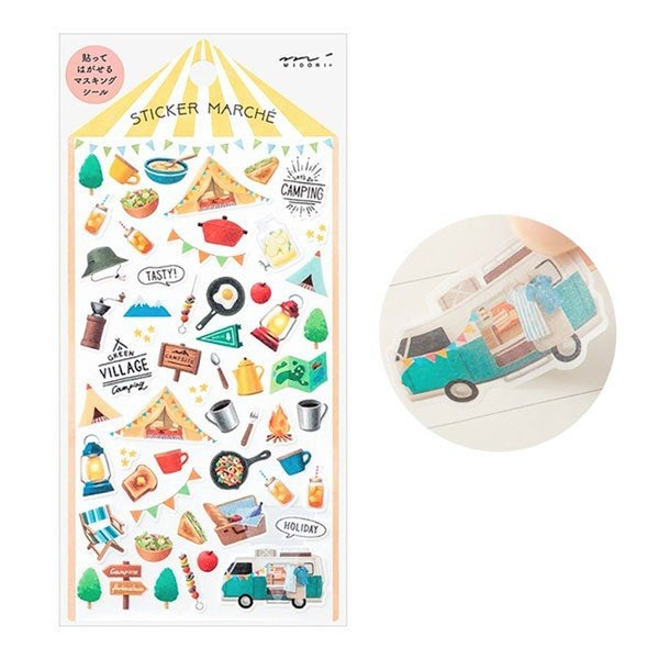 Midori Sticker Marché CAMPING Forest Washi Tape Stickers | 2491