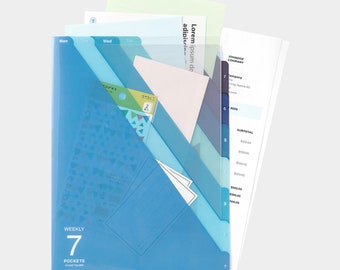 midoriページ Midori MD A4 7 Pocket BLUE Wave Clear Folder - Etsy