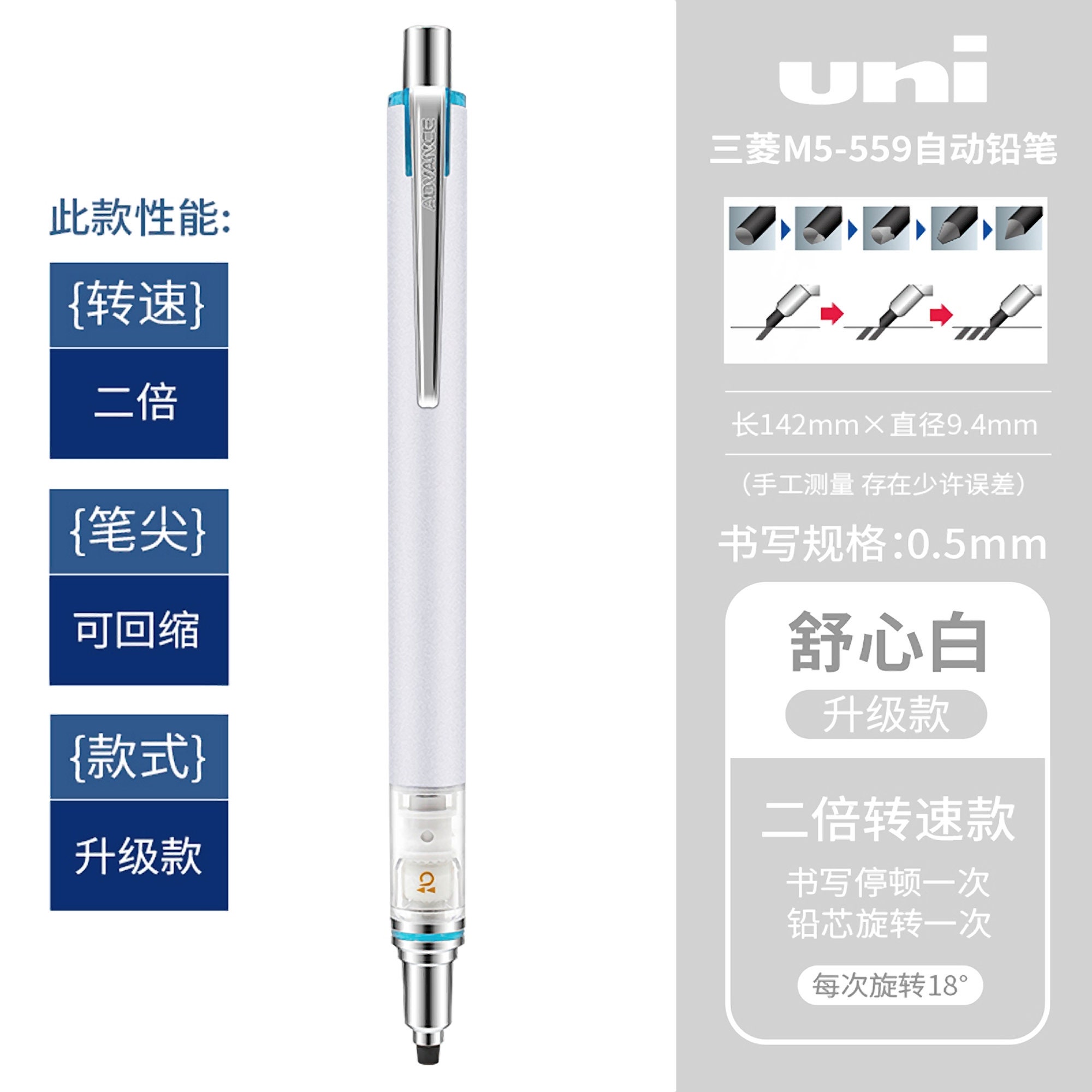 Un KURU TOGA ADVANCE .7mm mechancal pencl - Navy Mantan the Sharper Edge | eBay