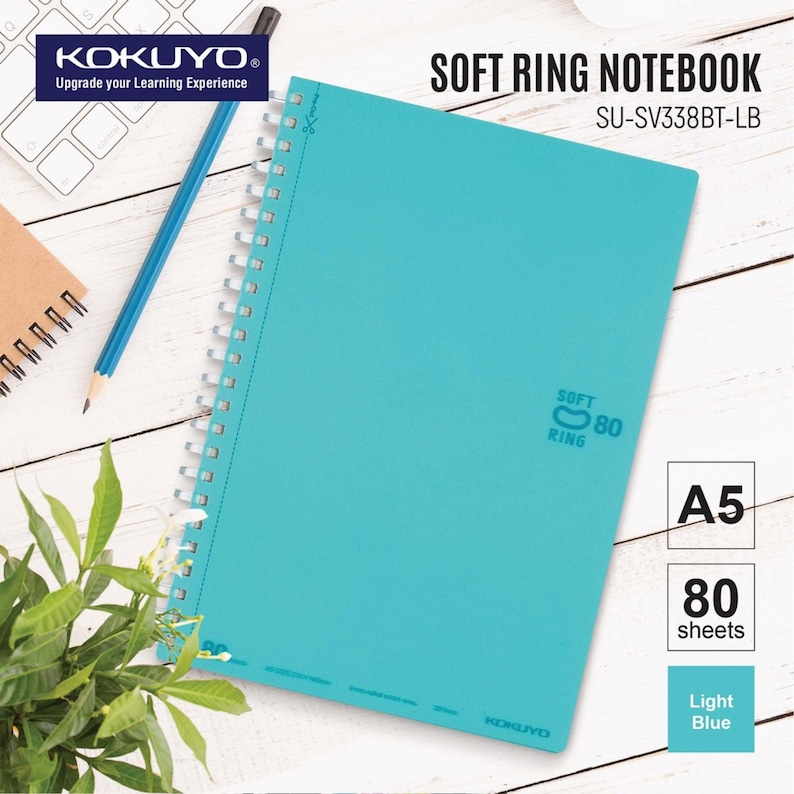 A5 80 Sheets Kokuyo A5 Soft Ring A5 PINK Notebook Dotted Line 6 mm Rule