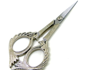 ONE Pair SILVER Retro Inspired Angel Scissors Office Scissors Stationery Embroidery Travel Wing Scissors | Super sharp