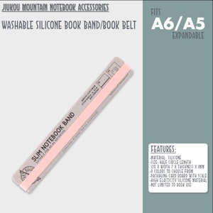 PINK A6 B6 A5 Jiukou Washable Silicone Book Band Adjustable Book Band Book Belt Book Fastener Notebook Elastic Band