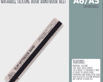 BLACK A6 B6 A5 Jiukou Washable Silicone Book Band Adjustable Book Band Book Belt Book Fastener Notebook Elastic Band