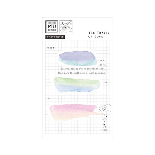 MU Lifestyle Transparent Print-On Sticky Note Rub-On Sticky Note Transfer Sticky Note 015 | Jewel Tones Aquarelle Spot Aquarelle Swash