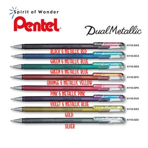 Pentel Hybrid Dual Metallic Gel Stift 1,0 mm Schimmernde Tinte Orange & Metallic Gelb Bild 2