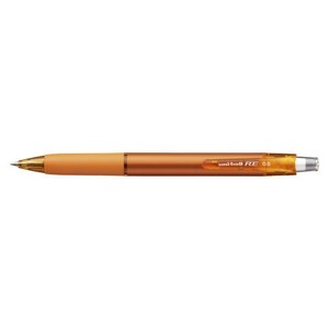 Könnte beinhalten: Ein brauner und orangefarbener Uniball AE 0.5 Stift.