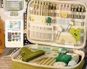 MATCHA Vert XL Étui à stylos Étui à crayons Languo Étui à stylos extra largeÉtui de voyage Étui de rangement durable Étui à stylos | 225 x 160 x 50 mm