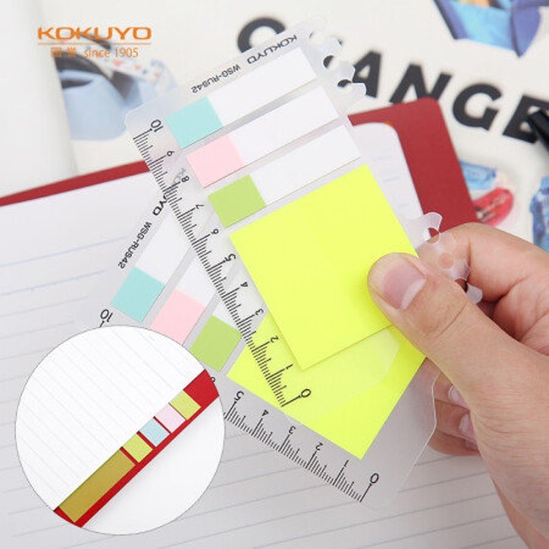 Yellow Ruler Pad Kokuyo 2way BRIGHT YELLOW Sticky Pads Loose Leaf Smart Ring Binder ...