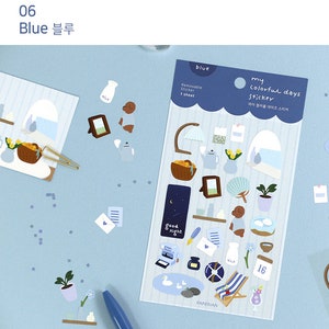 Paperian BLUE My COLORFUL Days ステッカー プランナーステッカー ライフスタイルステッカー 日常生活ステッカー 取り外し可能なステッカー 韓国 | 130 X 90 mm