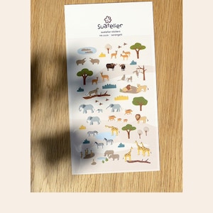 Suatelier Sonia PVC Transparent Stickers 1122 | Serengeti Hippo Elephant Giraffe Boar Lion Hippo