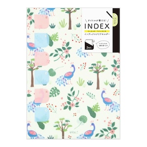 May include: A set of two clear plastic index folders with a peacock and floral pattern. The folders have a title section and tabs for organizing documents. The text on the folder says "Title" and "Index Clear Folder".