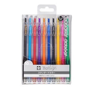 Sakura Ballsign KNOCK 0.4mm Gel Ink Waterproof 10 Color Set | GBR154-10 [Japan Import]