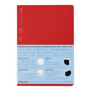 Stalogy A5 RED Editor&#39;s Series 365Days DOT GRID Notebook Bullet Journal Bujo | S4148 184 Sheets 368 Pages