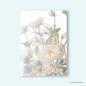 Collaboration Daigo & Hibiya Hanada FLEURS BLANCHES GRILLE 5 mm Cahier herbier Cahier de fleurs vintage Ephemera | R1755 48 pages