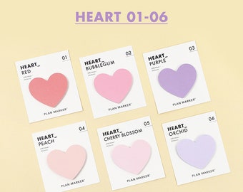 PAPERIAN Single Plan Marker HEART Note Sticky Note Small Sticky Note South Korea | 39 x 34mm
