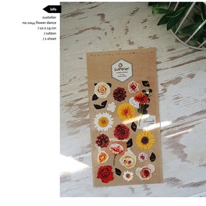 Suatelier Sonia PVC Transparent Stickers 1044 | Flower Dance Daisy Sticker Rose Sticker Sunflower Sticker