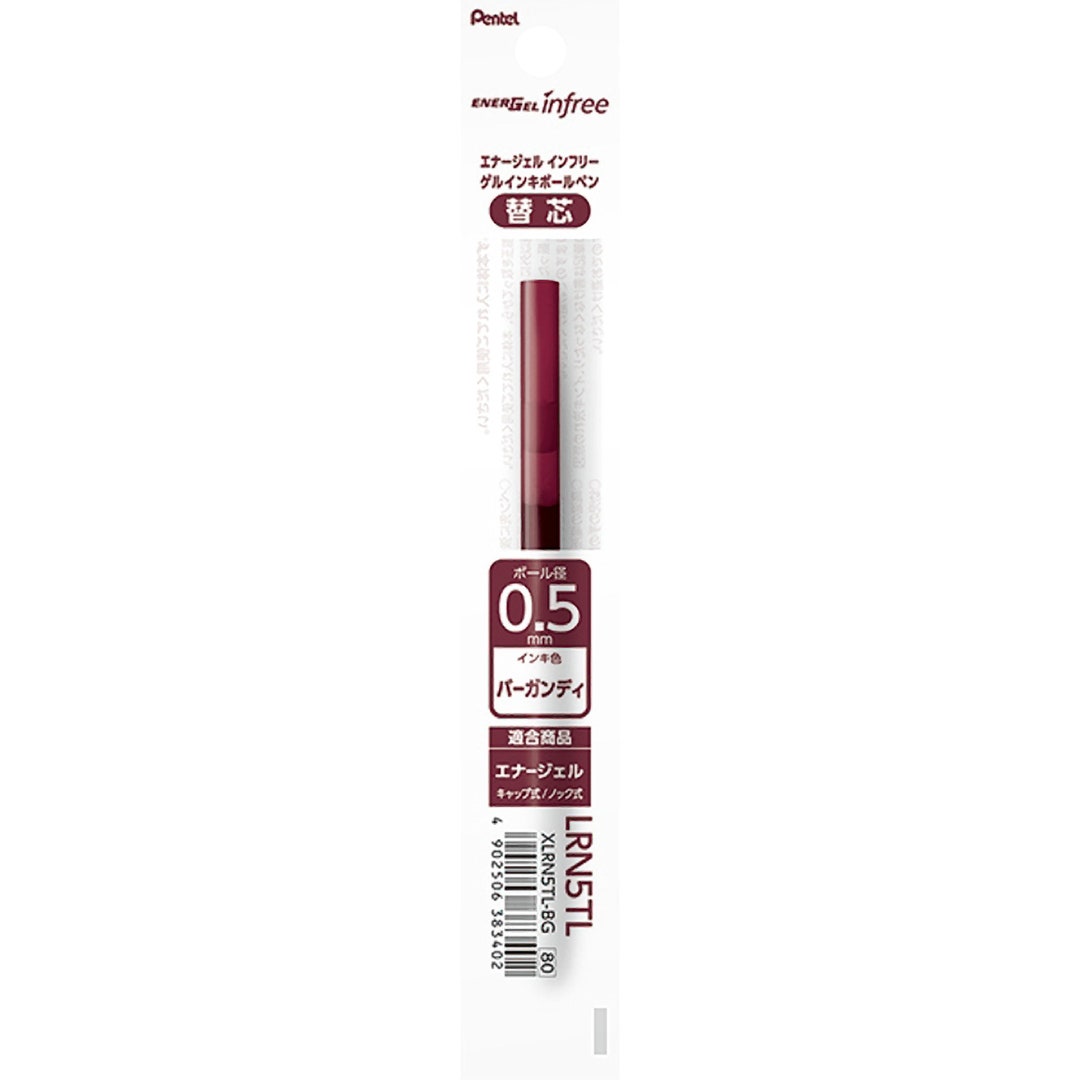 Pentel Energel Infree BURGUNDY REFILL Gel Pen 0.5mm XLRN5TL Quick ...