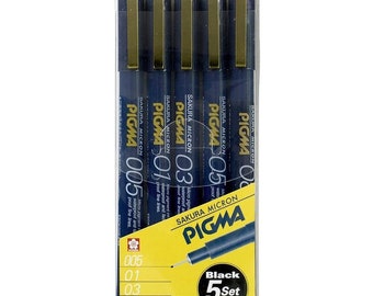 Sakura Pigma Micron BLACK 5er Set wasserfester Stift Archiv Stift Fade Resistant Pen pH Neutral Pen | ESDK-5A [Japan Import]