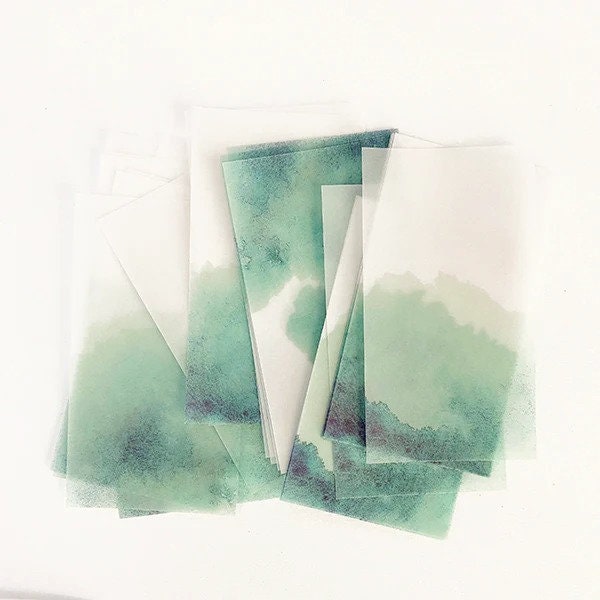 MU Lifestyle Moss GREEN Dyeing Tracing Paper Ephemera Vellum Paper Watercolor Paper Translucent Paper Planner Paper Scrapbooking | DTP-002