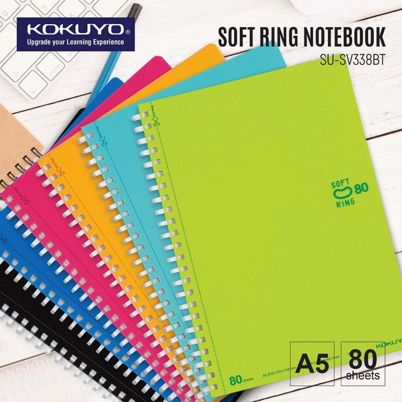 A5 80 Sheets Kokuyo A5 Soft Ring A5 PINK Notebook Dotted Line 6 mm Rule